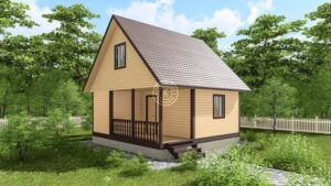 Баня из бруса 6×6 с двумя террасами