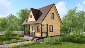 Баня из бруса 6×6 с крыльцом